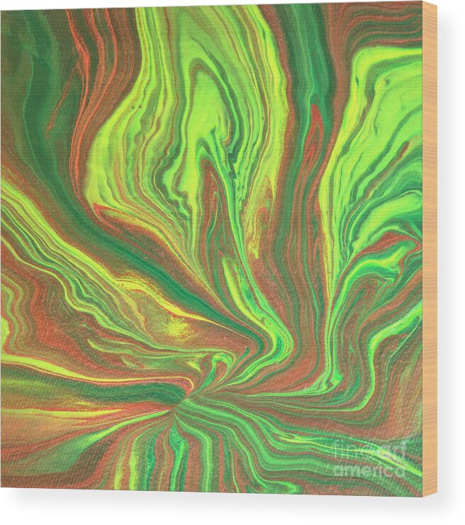 Acrylic Pour Wood Print featuring the painting Secrets of the Amazon by Elisabeth Lucas