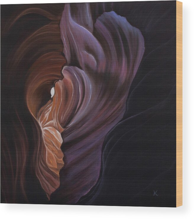Sandstone Wood Print featuring the painting Shades and Layers by Neslihan Ergul Colley