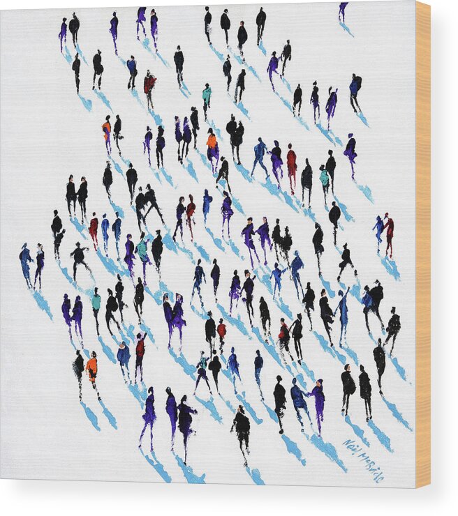 Crowds Of People Art Wood Print featuring the painting Shadows Know No Caste by Neil McBride