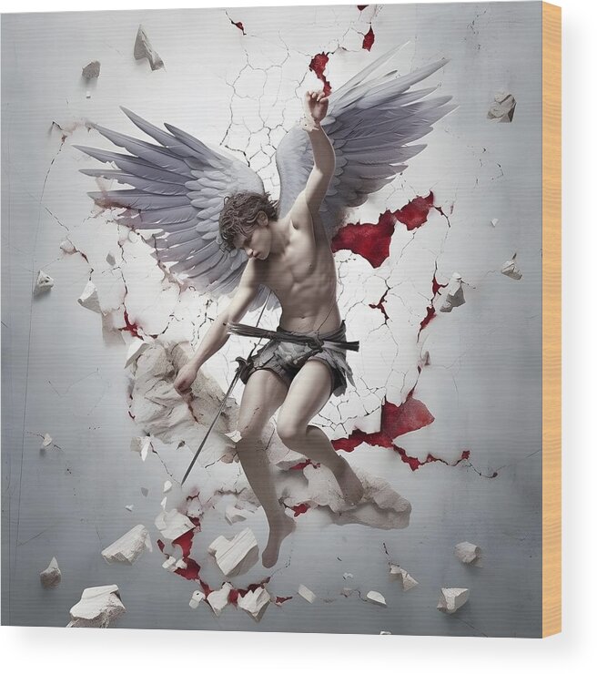 Cupid Wood Print featuring the mixed media Love Me Not by Michael Colton