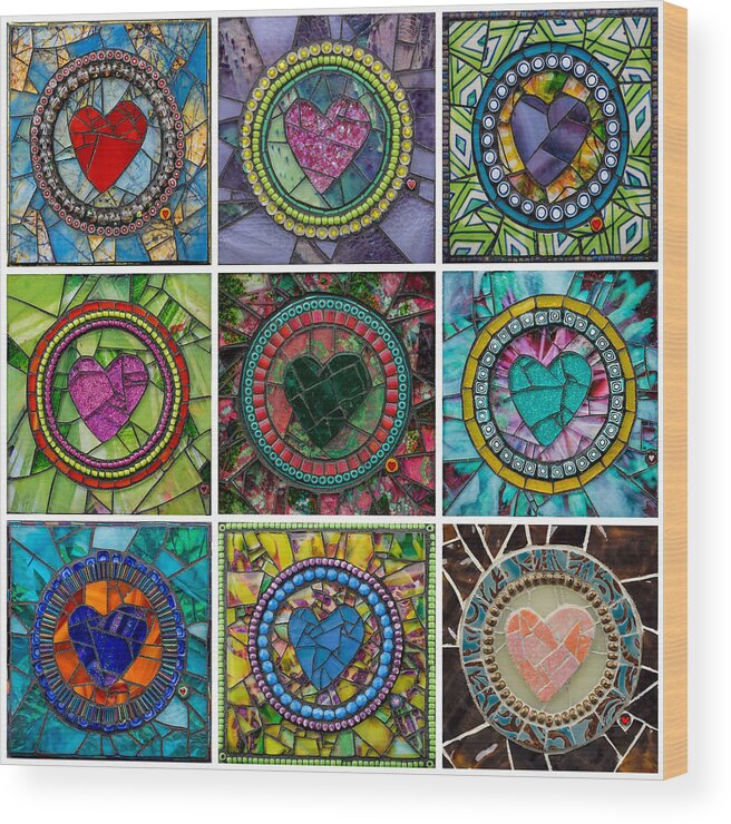 Heart Wood Print featuring the glass art Signature Hearts by Cherie Bosela