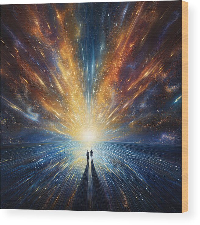 Near-death Experience Wood Print featuring the painting Silent Symphony of Love Across the Veil by Lourry Legarde