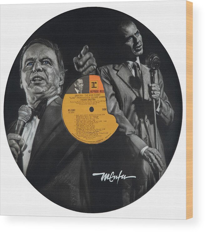 Album Art Wood Print featuring the painting Sinatra Through The Years by Dan Menta