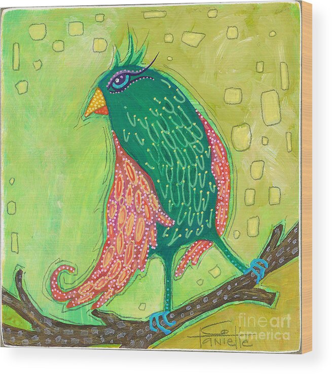 Bird Painting Wood Print featuring the painting Singing Sweet Songs by Tanielle Childers