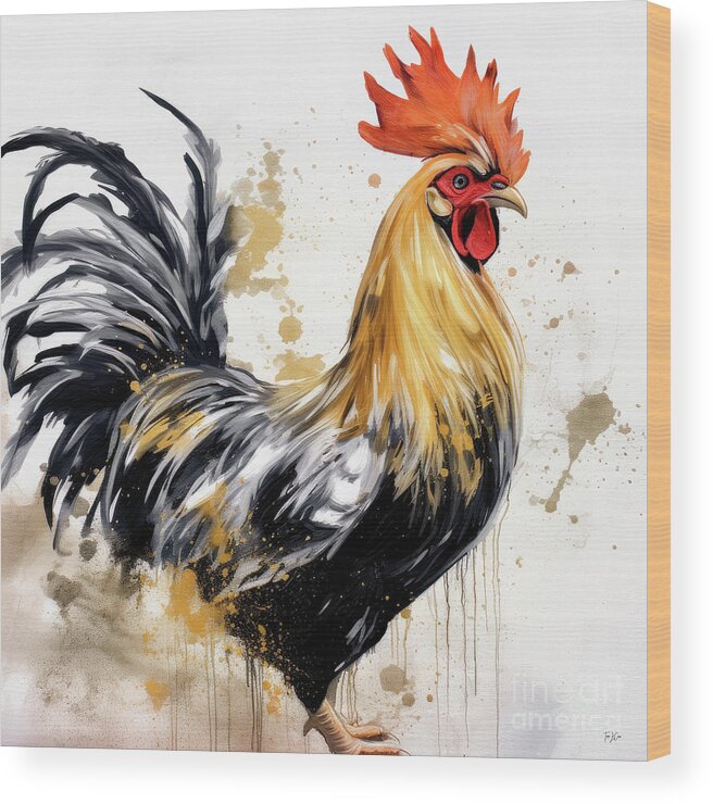 Rooster Wood Print featuring the painting Sir Duke Cluckington by Tina LeCour