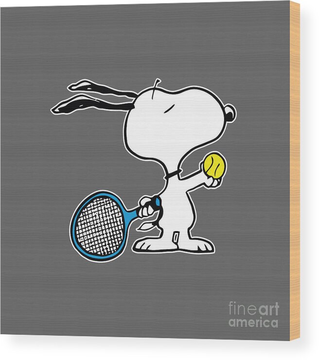 Snoopy Tennis Design Wood Print