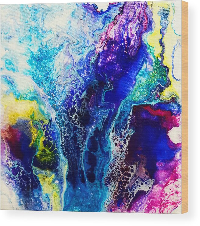 Abstract Wood Print featuring the painting Sound of Spring by Christine Bolden