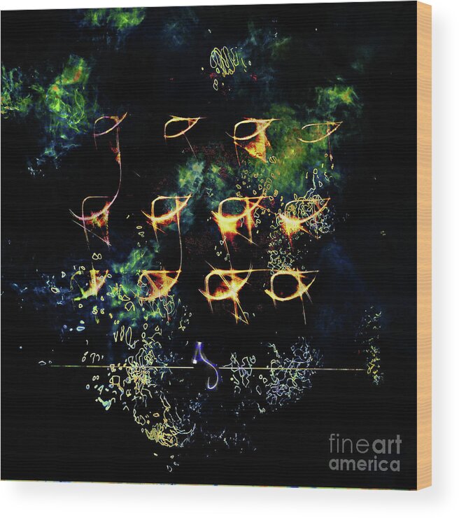 Abstract Wood Print featuring the photograph Space and Water Messages by Dutch Bieber