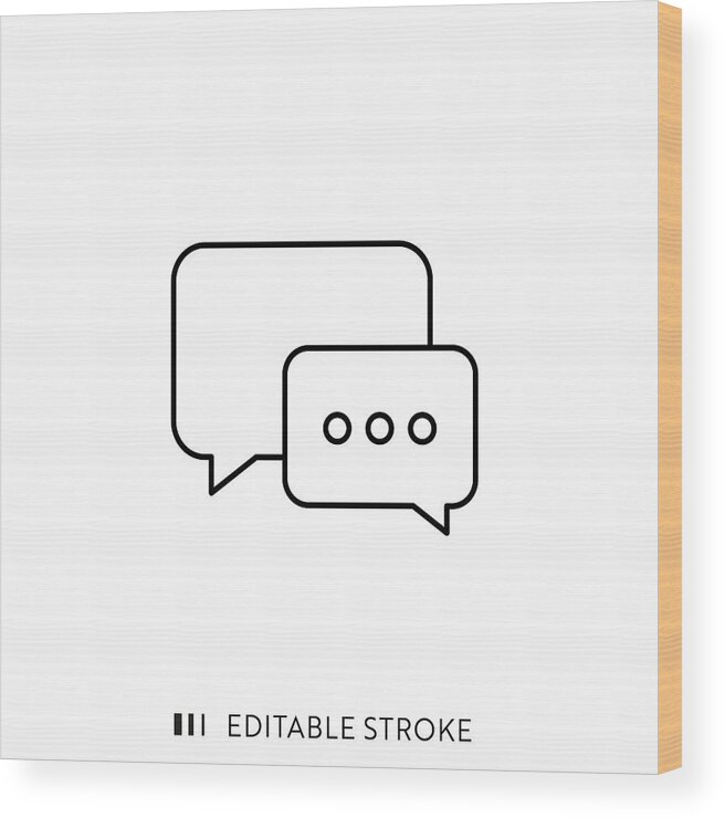 Internet Wood Print featuring the drawing Speech Bubble Icon with Editable Stroke and Pixel Perfect. by Esra Sen Kula
