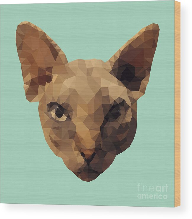 Sphynx Wood Print featuring the digital art Sphynx Cat by Jindra Noewi