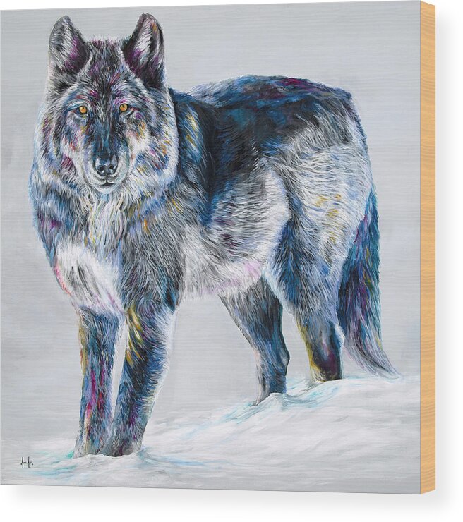 Wolf Wood Print featuring the painting Spirit by Averi Iris