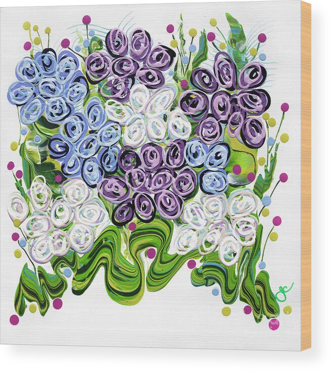 Abstract Painting Wood Print featuring the painting Spring Fantasy by Jane Crabtree