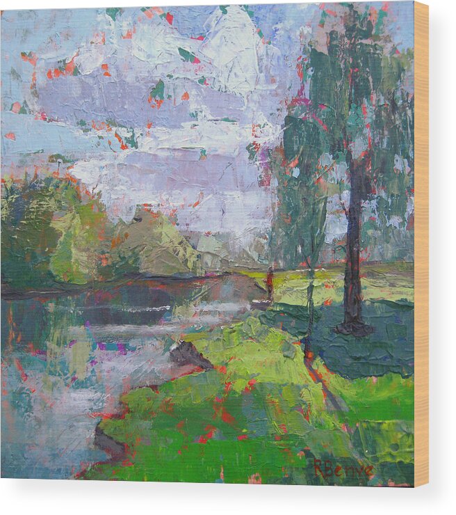 Natural Wood Print featuring the painting Spring River by Robie Benve