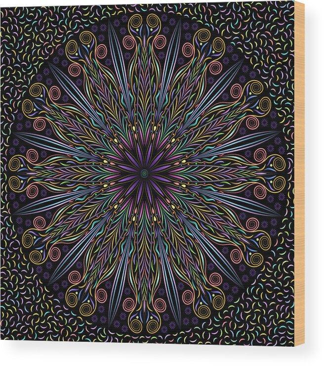 Illuminated Mandalas Wood Print featuring the digital art Star Of Bright Feathers by Becky Titus