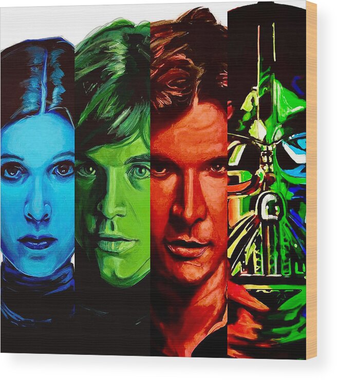 Pop Art Wood Print featuring the painting Star Wars Icons II by Joel Tesch