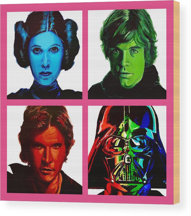 Star Wars Wood Print featuring the painting Star Wars Icons by Joel Tesch