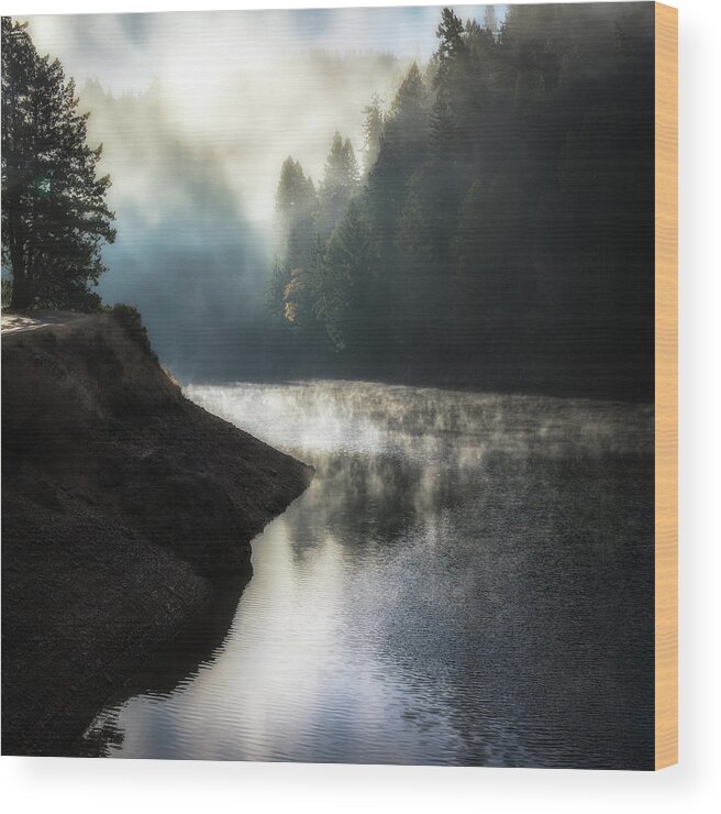 Steam Rising Wood Print featuring the photograph Steam rising, Alpine Lake by Donald Kinney