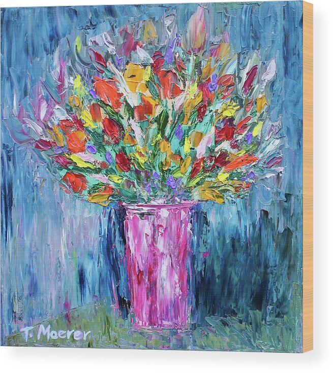 Flowers Wood Print featuring the painting Summer Delight by Teresa Moerer