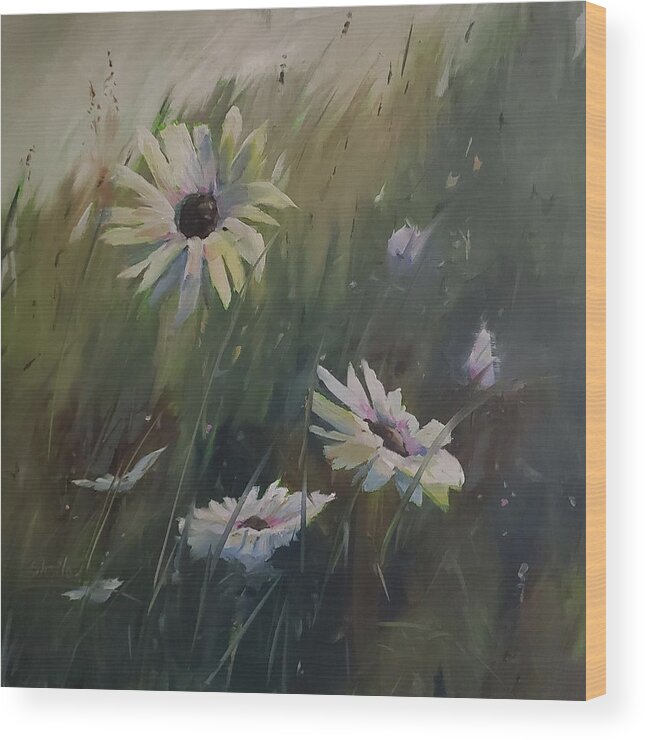 Daisy Wood Print featuring the painting Summer is Daisies by Sheila Romard