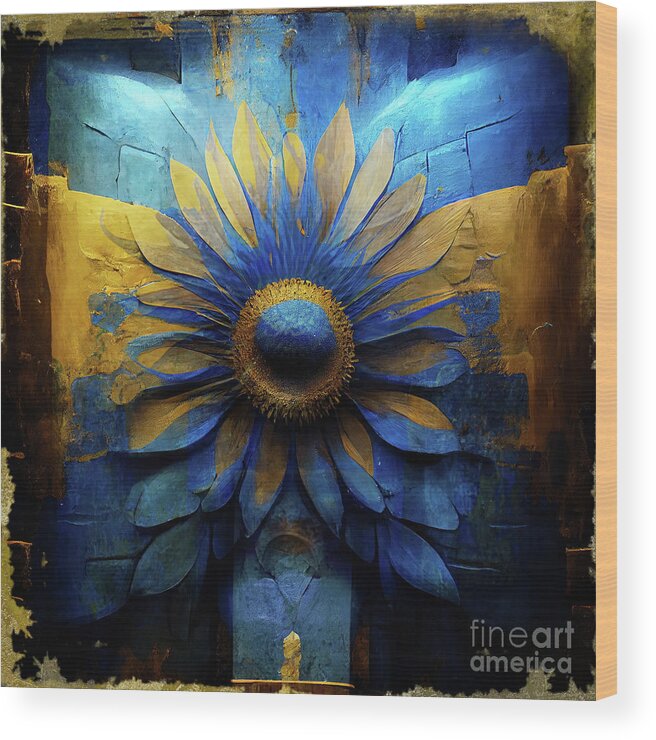 Sun God Wood Print featuring the painting Sun God I by Mindy Sommers