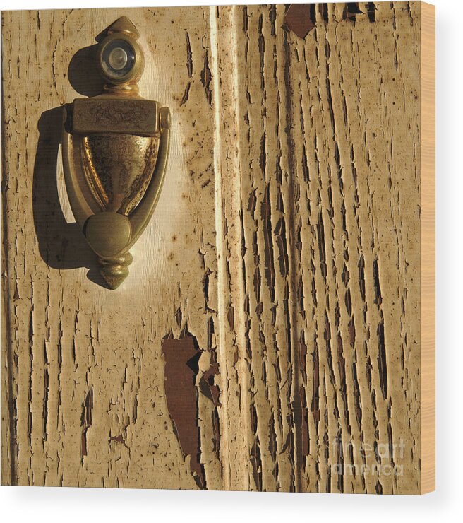 Door Knocker Wood Print featuring the photograph Sunburned Door by Kae Cheatham