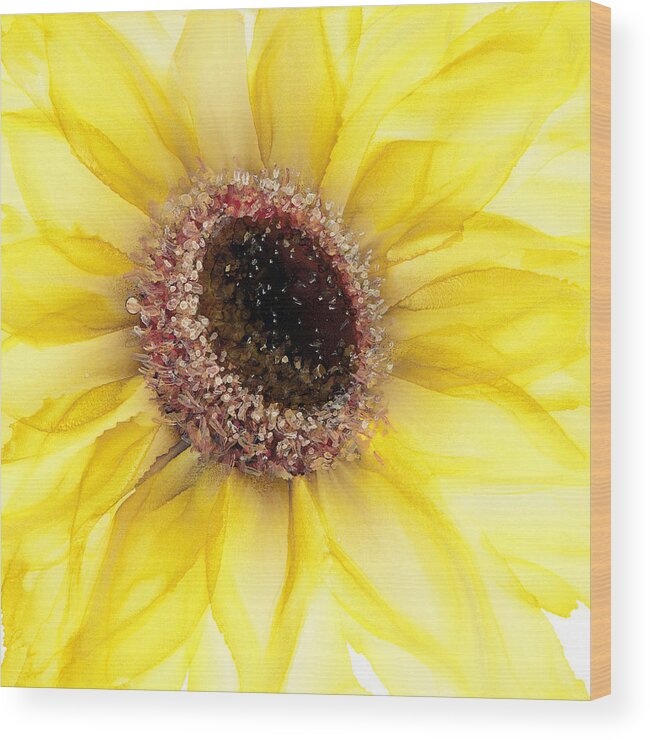 Sunflower Wood Print featuring the painting Sunflower of Peace No.1 by Kimberly Deene Langlois