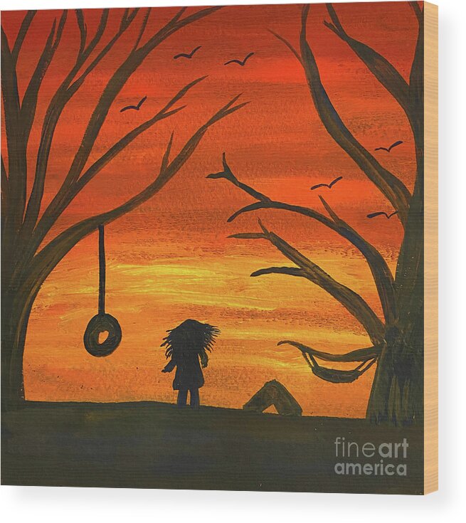 Sunset Wood Print featuring the painting Sunset Adventure by Lisa Neuman