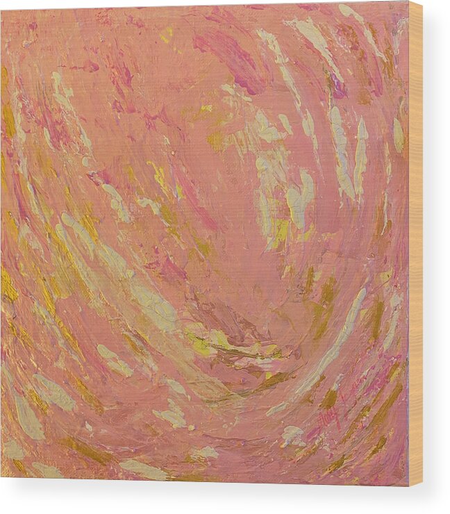 Pink Wood Print featuring the painting Sunset by Medge Jaspan