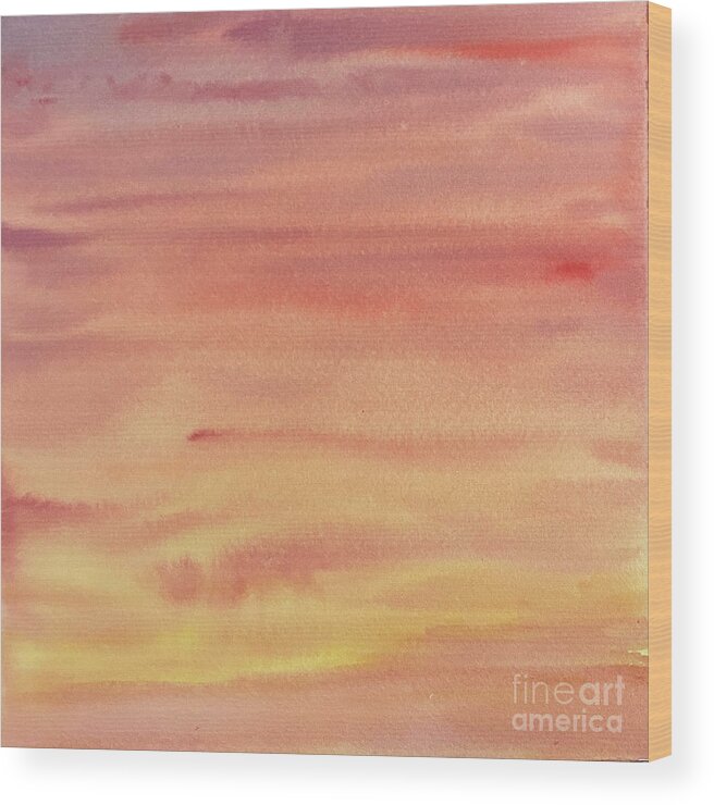 Sunset Wood Print featuring the painting Sunset Sky by Lisa Neuman