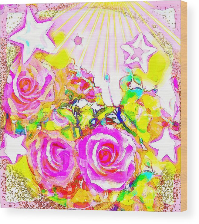 Sun Wood Print featuring the digital art Sunshine Garden by BelleAme Sommers