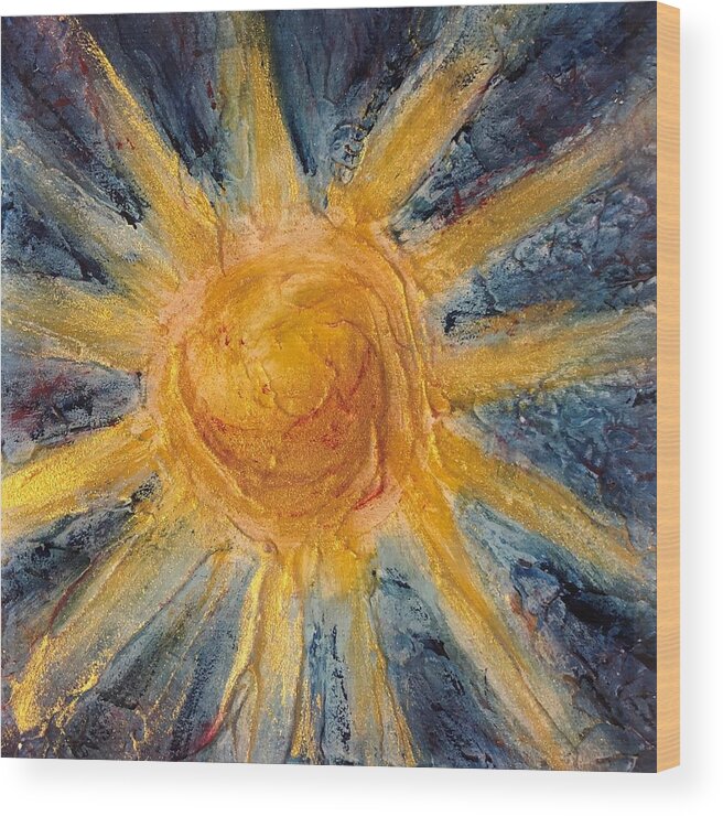 Abstract Sun Wood Print featuring the painting Sunshine by Rachelle Stracke