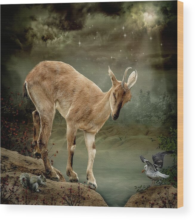 Goat Wood Print featuring the digital art Sure Footed by Maggy Pease