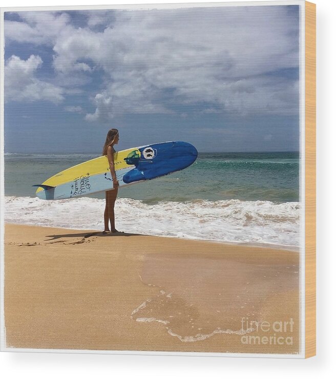 Surfing Wood Print featuring the photograph Surfer Girl by Wendy Golden