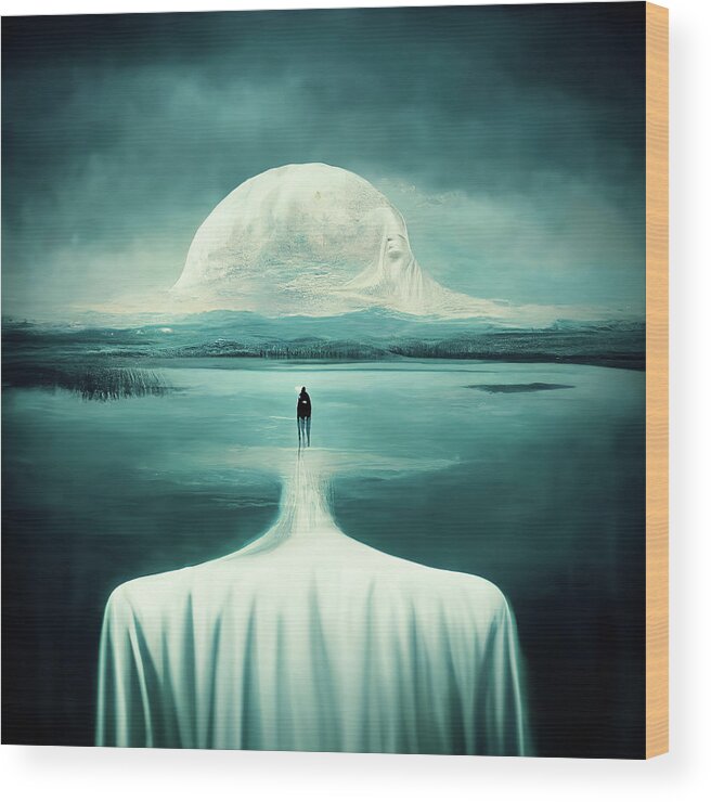 Surreal Wood Print featuring the digital art Surreal Art 11 Alone by Matthias Hauser