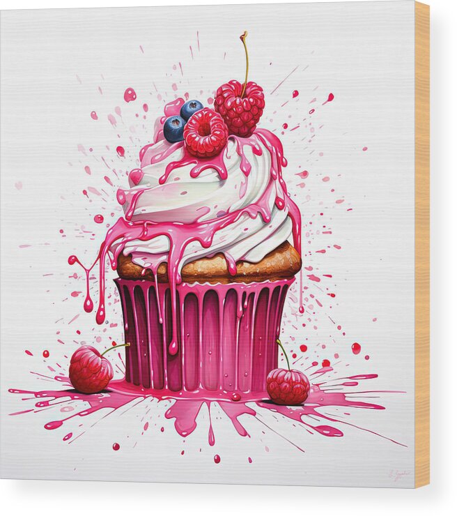 Cupcakes Wood Print featuring the digital art Sweet Indulgence by Lourry Legarde