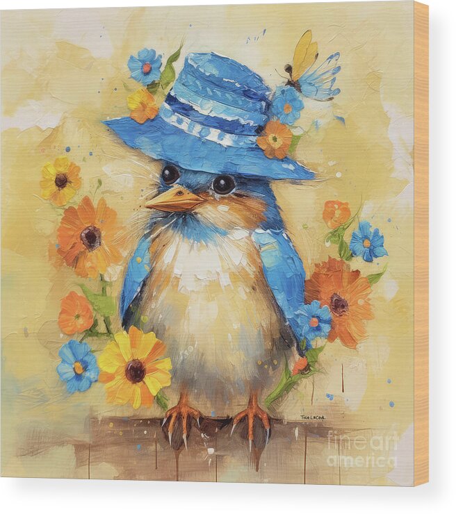 Bluebird Wood Print featuring the painting Sweet Little Bluebird by Tina LeCour