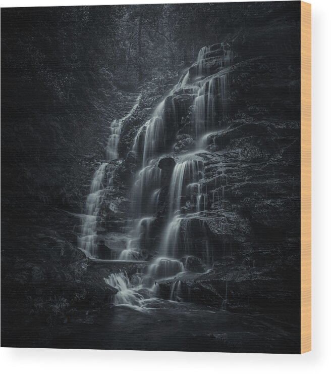 Monochrome Wood Print featuring the photograph Sylvia Falls by Grant Galbraith
