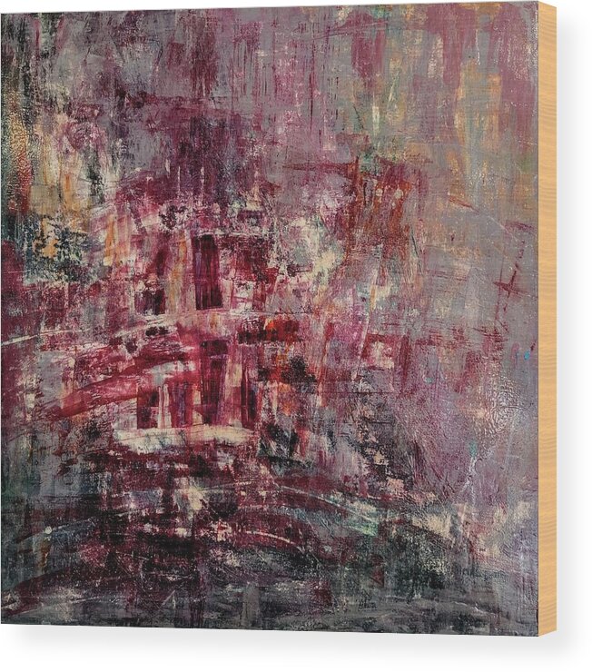 Abstract Wood Print featuring the painting Take the A-Train by Janice Nabors Raiteri