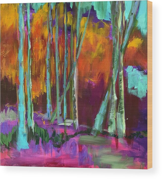 Nature Wood Print featuring the painting Tall Trees by Bonny Butler
