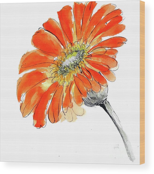 Original And Printed Watercolors Wood Print featuring the painting Tangerine Grey II by Chris Paschke