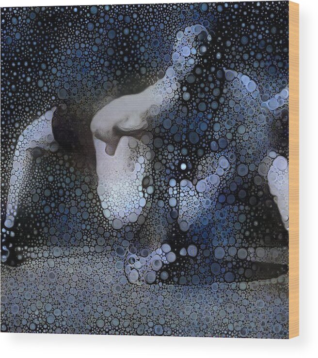 Wrestle Wood Print featuring the digital art Tangled Up in Blue by Matthew Lazure