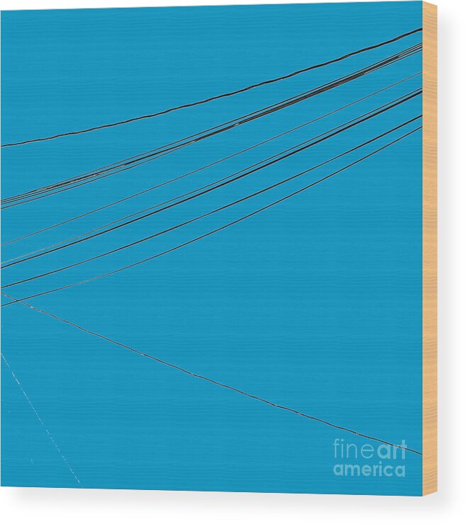 Abstract Wood Print featuring the photograph Tele lines silhouette No.3 by Fei A
