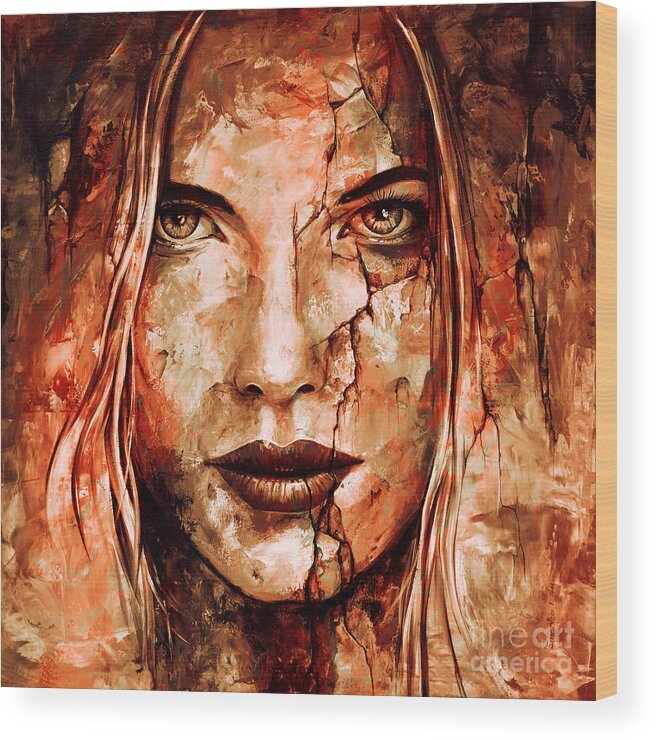 Woman Wood Print featuring the painting Temptation colored Rosewood by Emerico Imre Toth