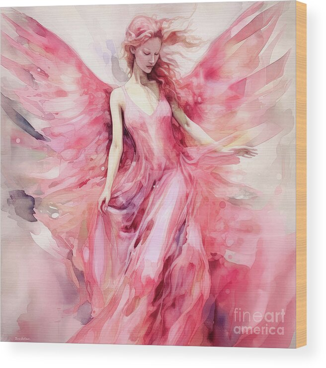 Angel Wood Print featuring the painting The Angel Of Love by Tina LeCour