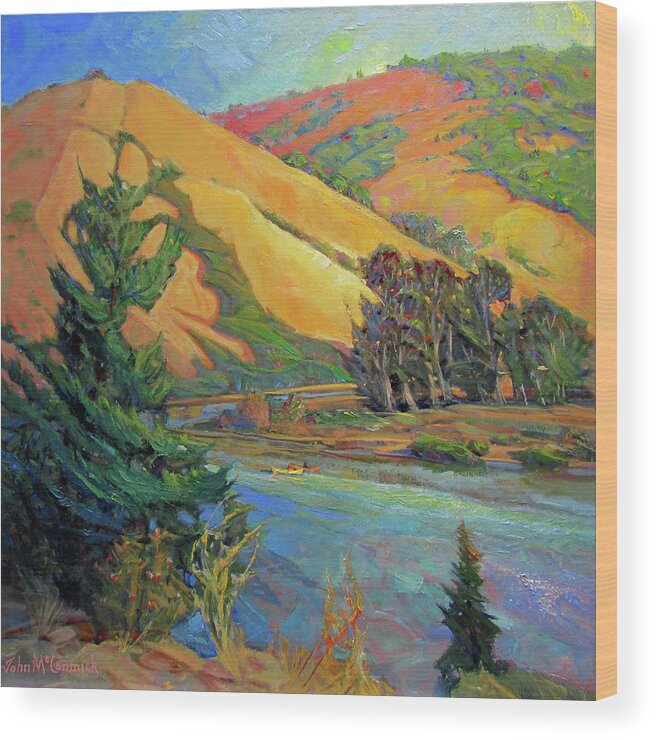 Russian River Wood Print featuring the painting The Bend, Russian River by John McCormick