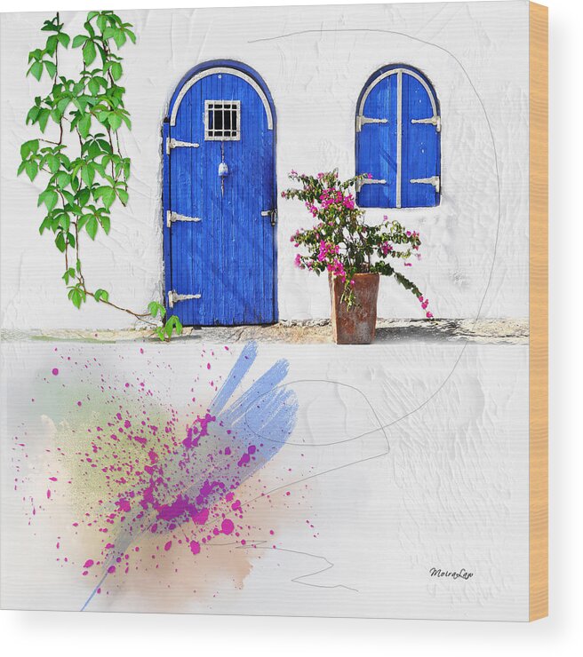 Door Wood Print featuring the mixed media The Blues by Moira Law