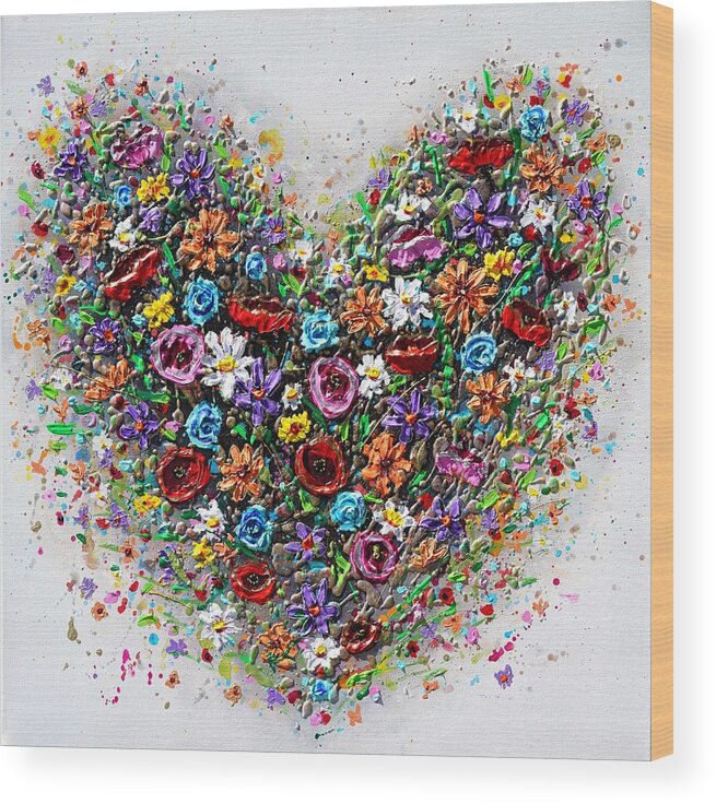 Heart Wood Print featuring the painting The Colours of Love by Amanda Dagg