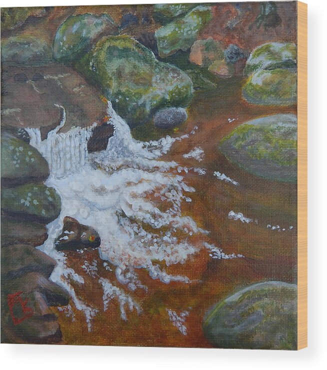 Mountain Stream Wood Print featuring the painting The Cool Pool by Mike Kling