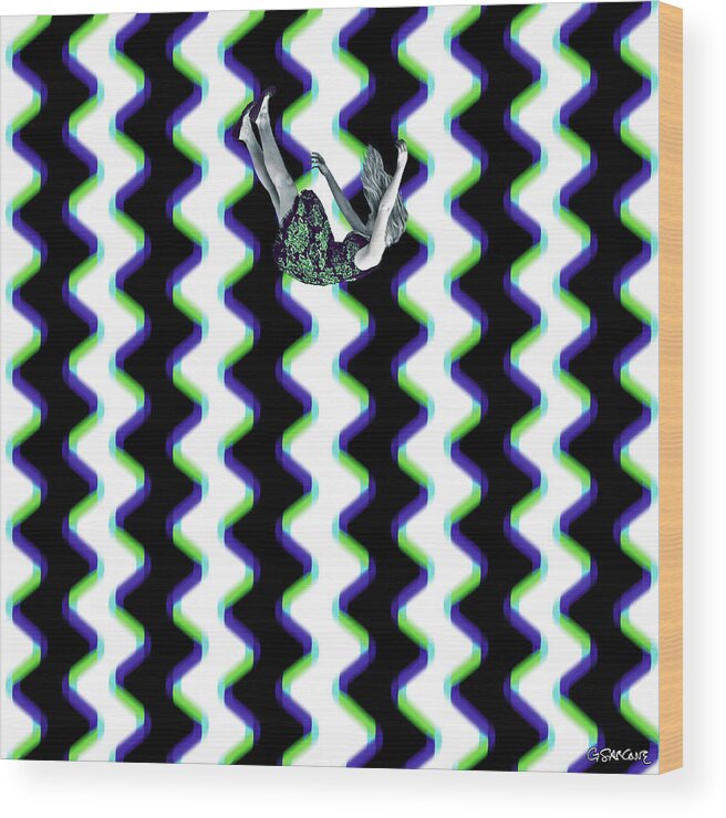 Op Art Wood Print featuring the mixed media The Fall by Gianni Sarcone