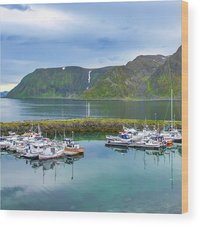 Boat Wood Print featuring the photograph The Harbor in Honningsvag, Norway by Matthew DeGrushe